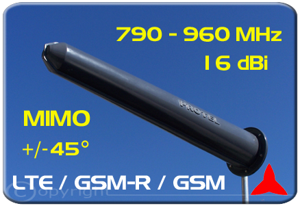 Protel AR1040 antenna Mimo alto guadagno direzionale doppia polarizzazione incrociata +/- 45° 4g lte GSM-R 790 960 MHz