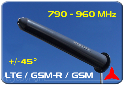 Protel AR1040 Antenna yagi direzionale alto guadagno doppia polarizzazione incrociata +/- 45° 4g lte GSM-R 790 - 960 MHz