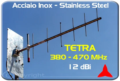 Protel AR1048 Antenna UHF yagi direzionale TETRA larga banda 12 dBi 380 470 MHz