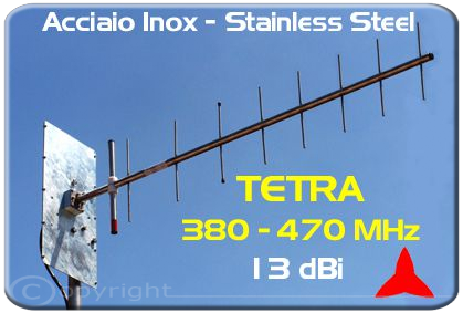 Protel Antenna Tetra AR1049.1XI yagi alto guadagno 380 470MHz acciaio Inox