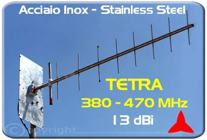 Protel Antenna Tetra AR1049.1XI yagi alto guadagno 380 470MHz acciaio Inox