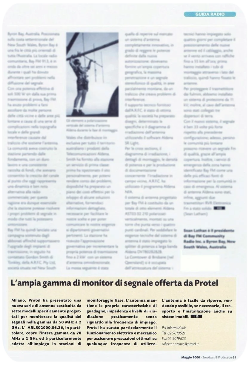 Stampa Protel Antenne Broadcast Production Magazine  05-2000