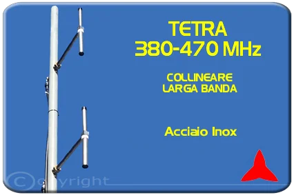 Protel Antenna collineare  2 Dipoli Tetra 380 470MHz acciaio Inox